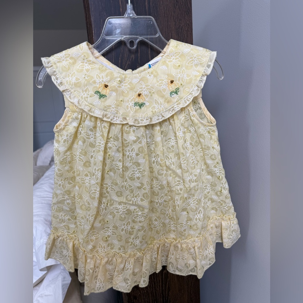 NWOT Little Bitty Embroidered yellow eyelet collared sundress in size 24 months